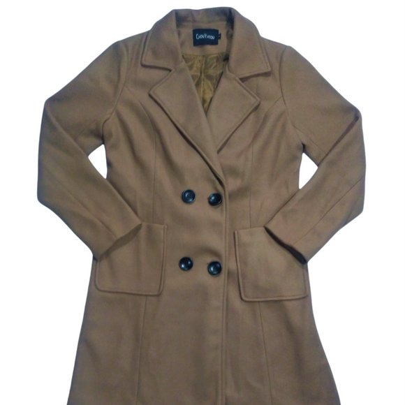 ChouYatou Jackets & Blazers - Chouyatou Women Elegant Notched Collar Double Breasted Wool Blend Over Coat (S)